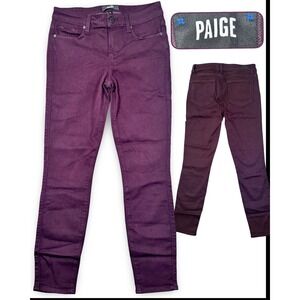 Paige Verdugo Ankle Jeans Women's 28 Cherry Noir Stretch Skinny Ankle-Length Red